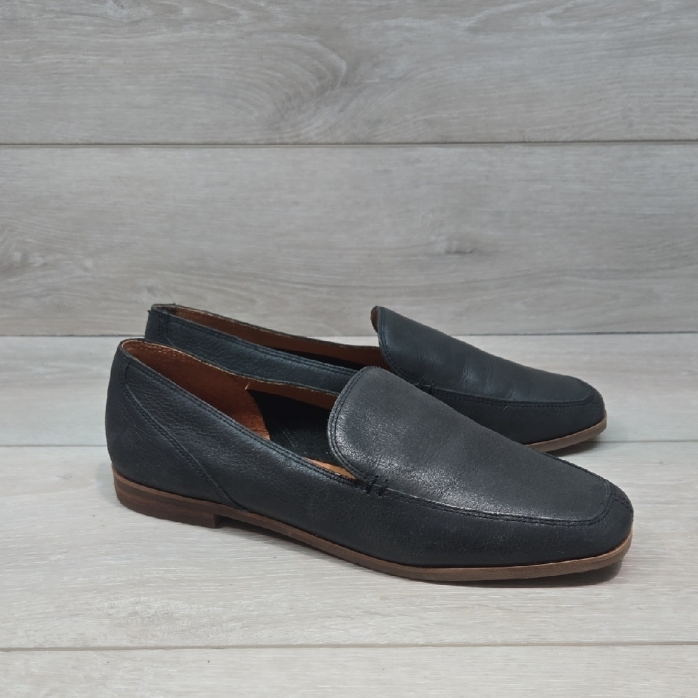 Lucky Brand Women Canyen Black Leather Loafers Slip On Shoes Sz 7M